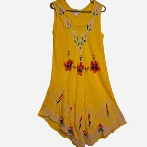 Women's yellow floral sun dress by Z Studio. Size extra-large.